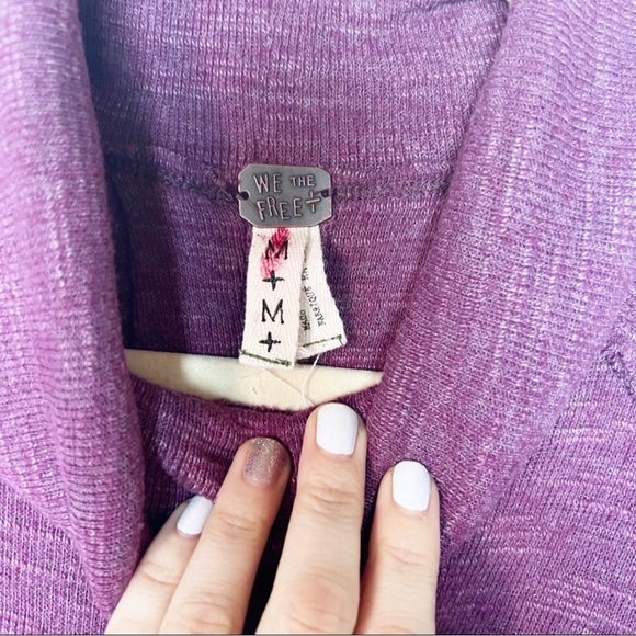 We the free purple knit open back top - Picture 3 of 5